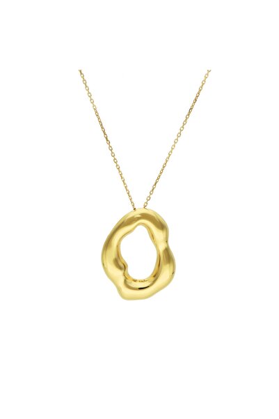 NO BRAND Colier oval cu formă organică, placat cu aur