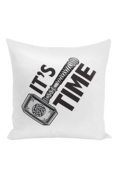 Generic Thor Hammer Printed Decorative Pillow White/Black/Grey 16x16inch