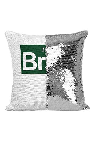 Generic Br Ba Sequin Throw Pillow Silver/White/Green 16x16inch
