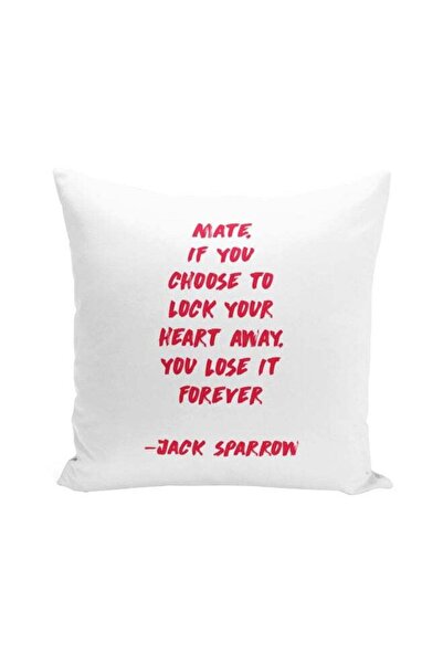 Generic Jack Sparrow Quote Printed Decorative Pillow White/Red 16x16inch