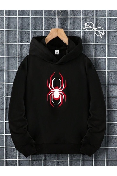 Vordevia Spider Printed Premium Oversize Hooded 3 Thread Cotton Sweatshirt