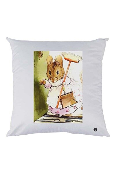 Generic Mrs Rat Printed Decorative Throw Pillow White/Green/Brown 30x30cm