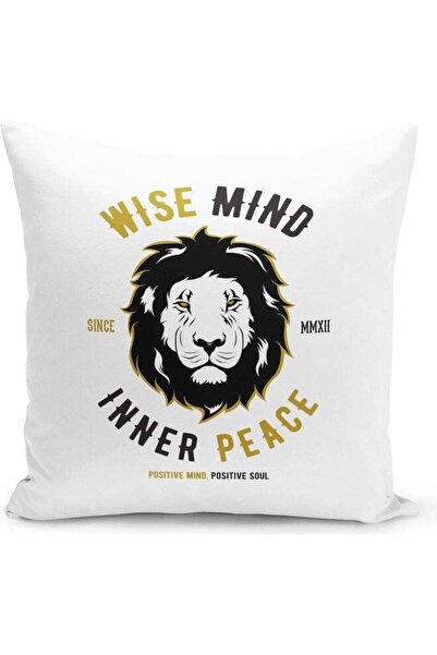Generic Wise Mind Quote Themed Decorative Throw Pillow White/Black/Beige