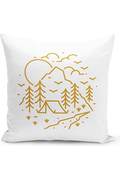 Generic Minimalist Design Themed Decorative Throw Pillow White/Gold 40x40cm