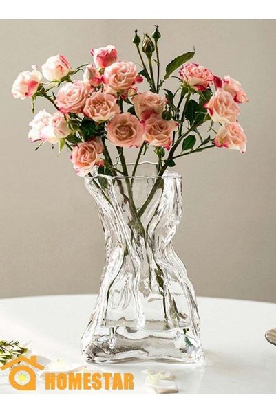 Generic Irregular Clear Glass Vase, Flower Vase, Modern Vase for Centerpiece,...