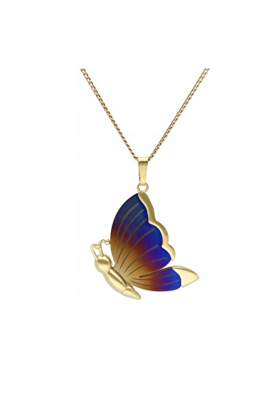 NO BRAND Wisior fluture titan ombre argintiu placat cu aur