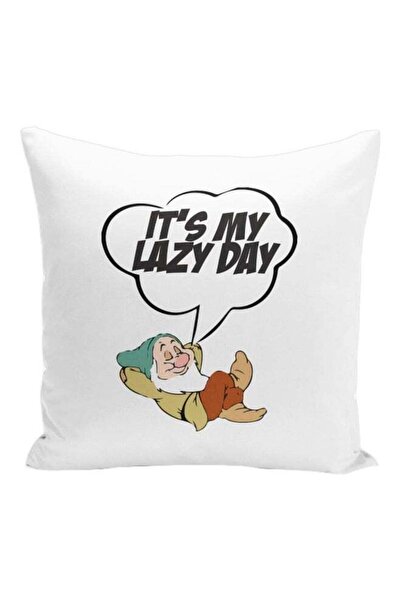Generic Dwarf Cartoon Printed Decorative Pillow White/Black/Beige 16x16inch