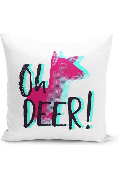 Generic Oh Deer Design Printed Decorative Pillow Multicolour