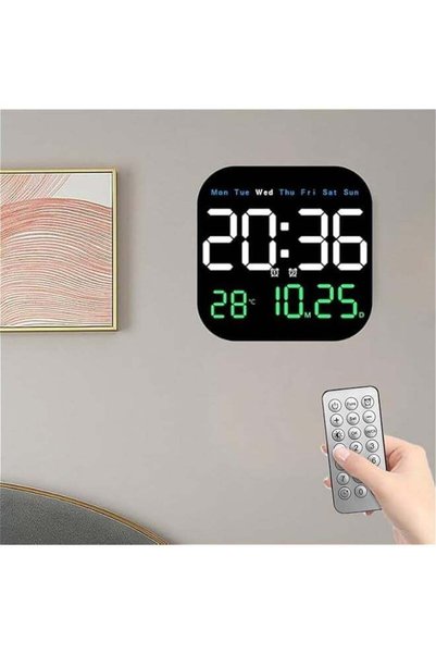Generic Digital Wall Clock Large Display, 9'' LED Digital Clock with Remote C...