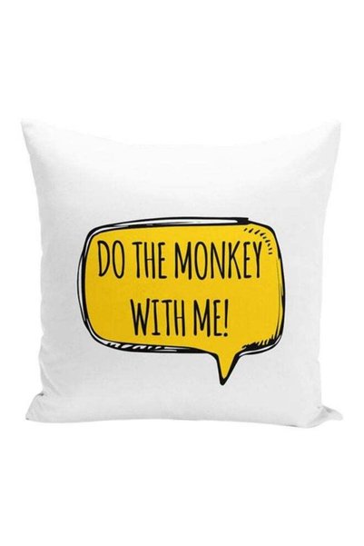 Generic Johny Bravo Monkey Throw Pillow White/Yellow 16x16inch