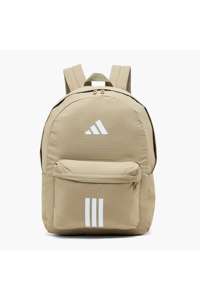 adidas حقيبة ظهر مطبوعة بالشعار للأطفال من 8 إلى 13 سنة مع جيب أمامي