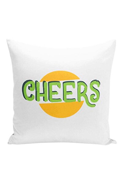 Generic Summer Theme Cheers Printed Decorative Pillow White/Green/Yellow 16x1...