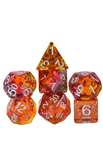 NO BRAND Set de 7 zaruri cu imprimeu roșu-argintiu D4-20 K20 RPG D&D MTG Bald...