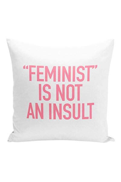 Generic Feminist Is Not An Insult Decorative Pillow White/Pink 16x16inch
