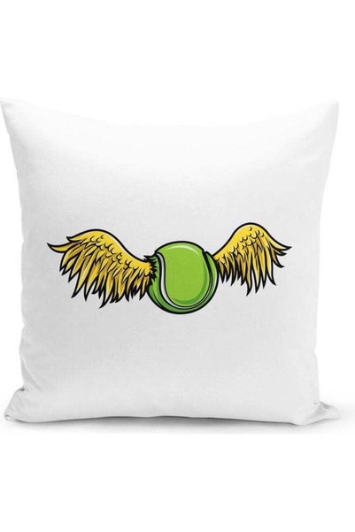 Generic Tennis Ball Flying Printed Decorative Pillow Multicolour