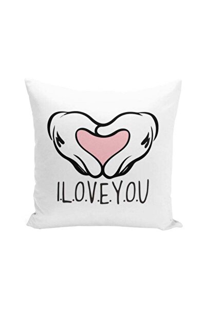Generic Mickey And Minnie Mouse Printed Decorative Pillow Pink/Black/White 16...
