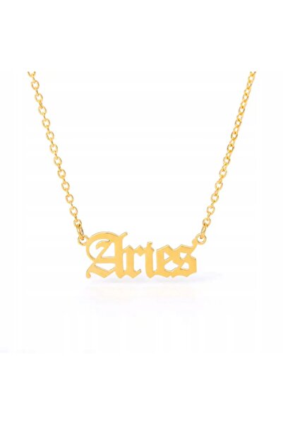 NO BRAND Colier cu semnul zodiacal Berbec, auriu, din oțel chirurgical