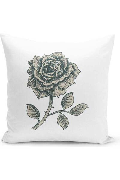 Generic Floral Rose Design Decorative Pillow White/Black