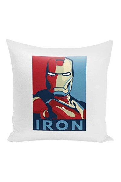 Generic Iron Man Printed Decorative Pillow White/Red/Blue 16x16inch