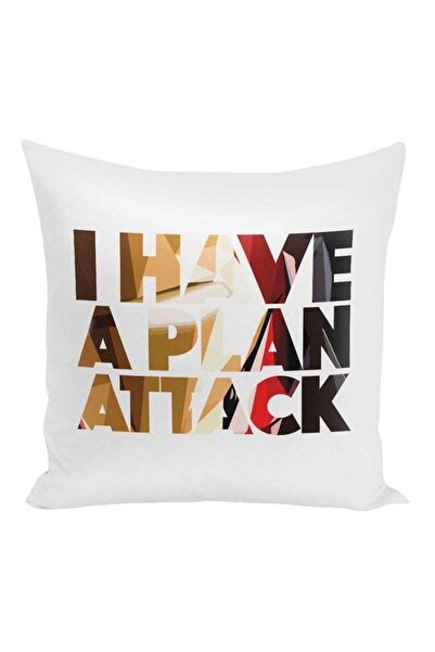 Generic I Have A Plan Attack Quote Printed Decorative Pillow White/Brown/Red ...