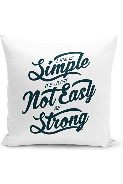 Generic Life Is Simple Quote Themed Decorative Throw Pillow White/Green