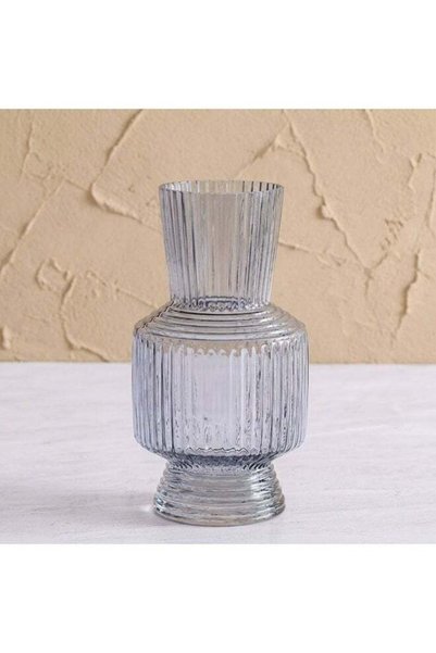 Generic Mirabella Grey Glass Vase 13.5x13.5x25cm Elegant Modern Home Flower V...