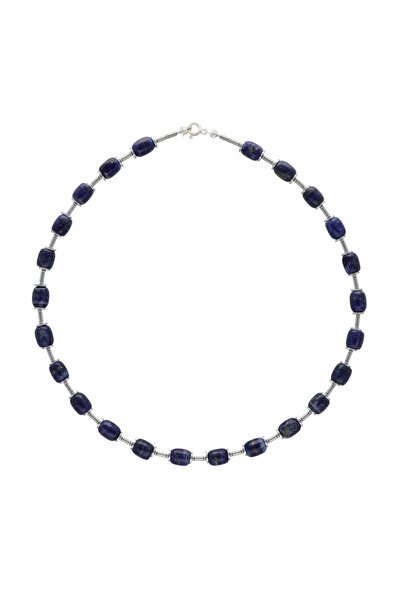 NO BRAND Colier din Lapis Lazuli și Hematit, argintiu