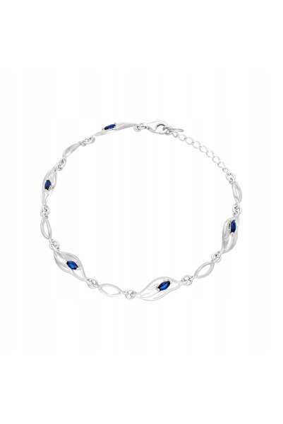 NO BRAND Brățară cu zirconiu safir argintiu