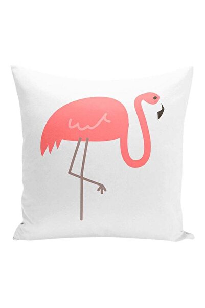 Generic Flamingo Bird Printed Decorative Pillow White/Pink/Grey 16x16inch