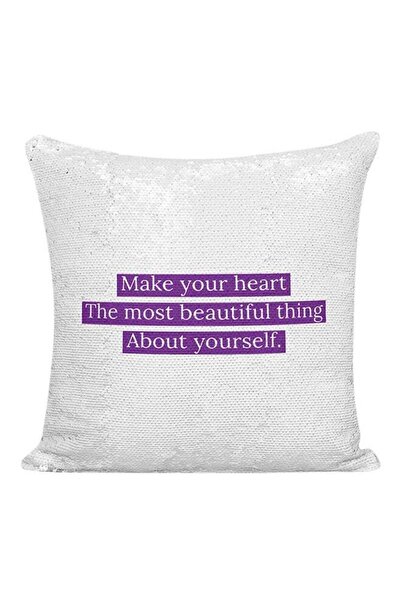 Generic Make You Heart Beautiful About Yourself Inspirational Quote Sequinede...