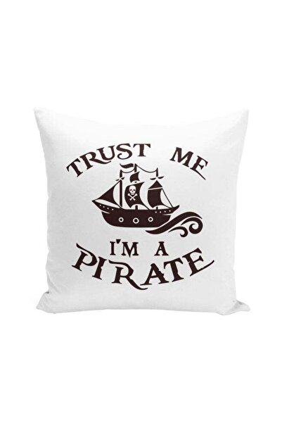 Generic Pirate Printed Decorative Pillow Brown/White 16x16inch