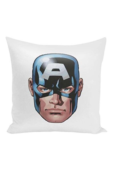 Generic Captain America Themed Throw Pillow White/Blue/Beige 16x16inch