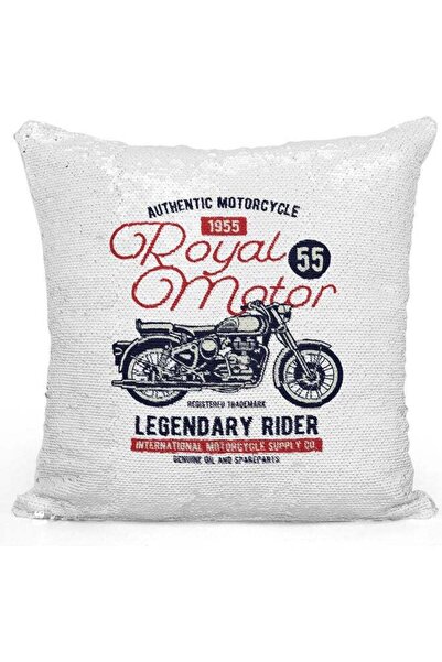 Generic Royal Motor Sequin Decorative Throw Pillow White/Black/Silver 40x40cm