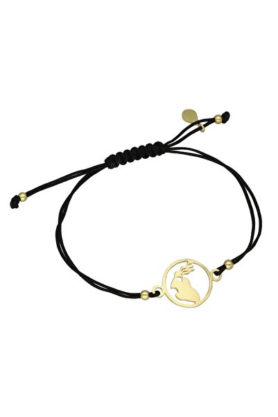NO BRAND Brățară din șnur placată cu aur negru, cu motiv Zodiac Vărsător