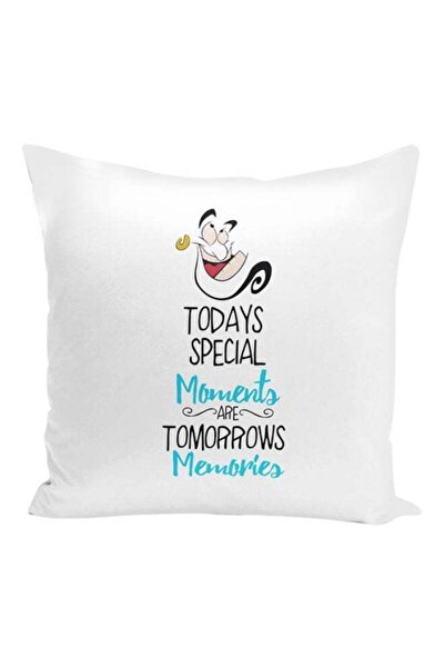 Generic Quote Printed Decorative Pillow White/Black/Blue 16x16x7inch