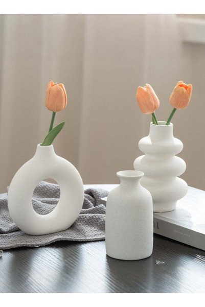 Generic Ceramic Vase Set of 3, Modern Small Boho Vases for Flowers, Small Flo...