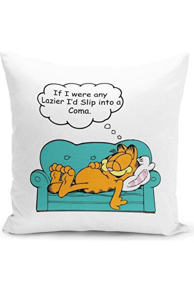 Generic Lazy Slip Into Coma Quote Themed Throw Pillow White/Pink/Yellow 16x16...