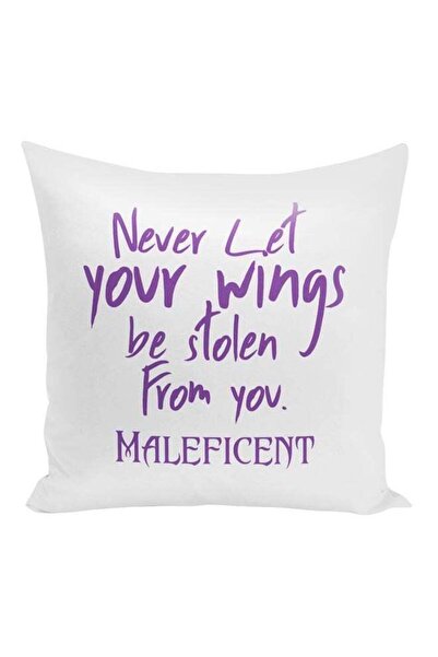 Generic Maleficent Quote Printed Throw Pillow White/Purple 16x16inch