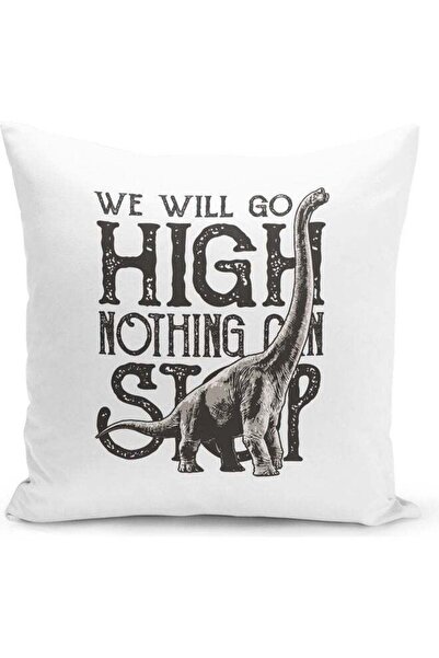 Generic Go High Quote Printed Decorative Throw Pillow White/Grey/Black 40x40cm