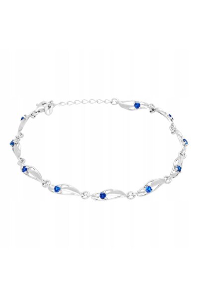 NO BRAND Brățară cu zirconiu safir argintiu