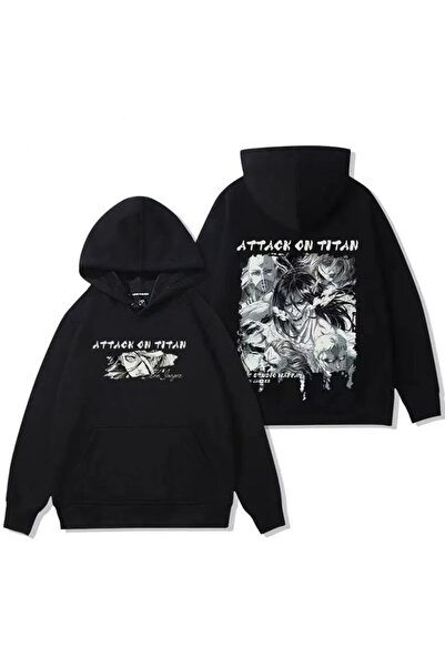Vordevia Attack on Titan Printed Premium Oversize Hooded 3 Thread Cotton Swea...