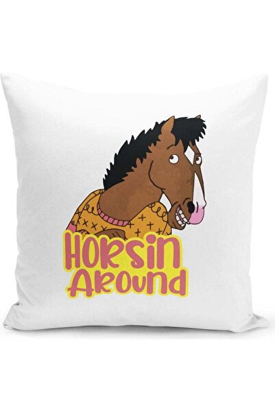 Generic Horsin Around Bojack Horseman Quote Themed Throw Pillow White/Black/P...