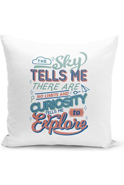 Generic The Sky Tells Me Quote Printed Decorative Throw Pillow White/Blue/Pin...