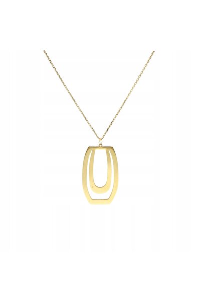 NO BRAND Colier dreptunghiular geometric, placat cu aur, argintiu