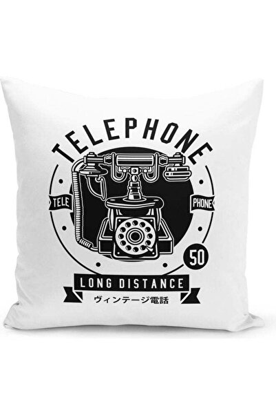 Generic Vintage Phone Decorative Pillow White/Black