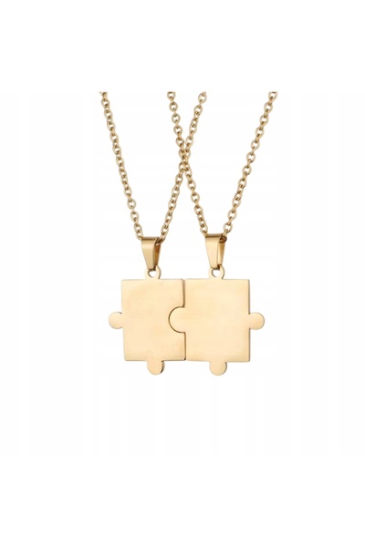 NO BRAND Set de coliere din aur pentru cuplu, tip puzzle, din oțel inoxidabil