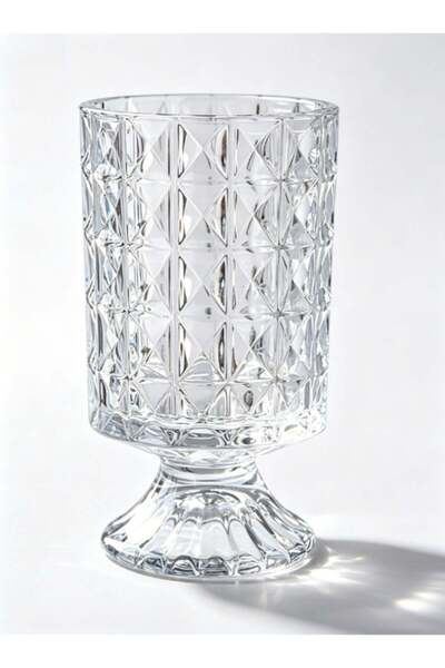 Generic 7-Inch Embossed Crystal Glass Vase – Pedestal Base Clear Glass Bouque...