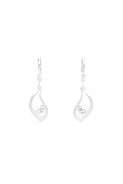 NO BRAND Cercei cu zirconiu cubic din argint neted
