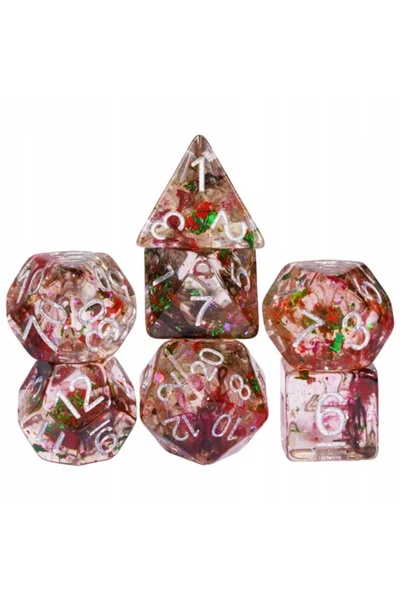 NO BRAND Set de 7 zaruri transparente roșu-verde D4-20 K20 pentru RPG D&D MTG...