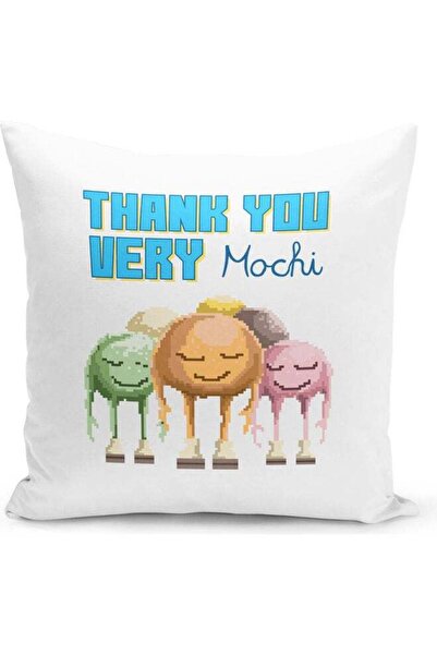 Generic Mochi Ice Cream Themed Decorative Throw Pillow White/Pink/Green